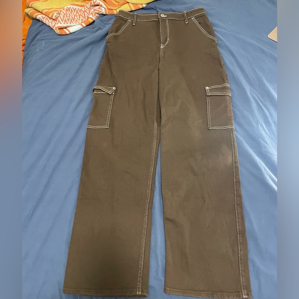 BROWN AND CREAM ULTRA HIGH RISE DAD JEAN